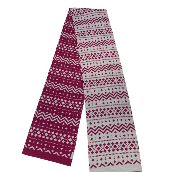 ICEBREAKER ~ WOMENS PINK WHITE MERINO WOOL WINTER SCARF 7.5 X 66" - Picture 1 of 5